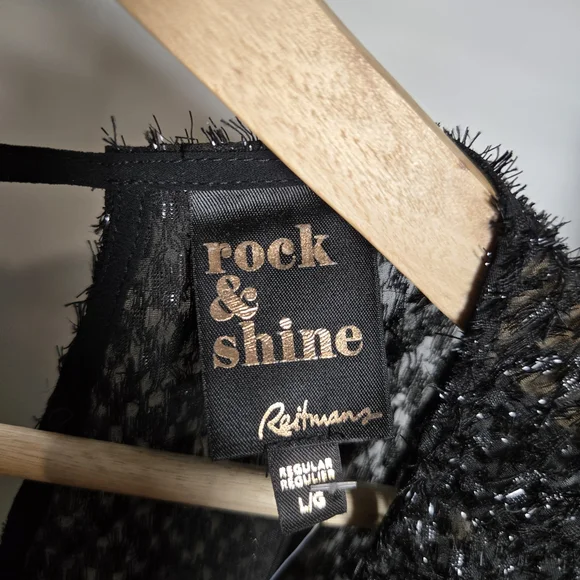 NEW Reitmans Large Glitter Blouse Black Holiday Sparkle NYE Bnwot - Picture 2 of 3